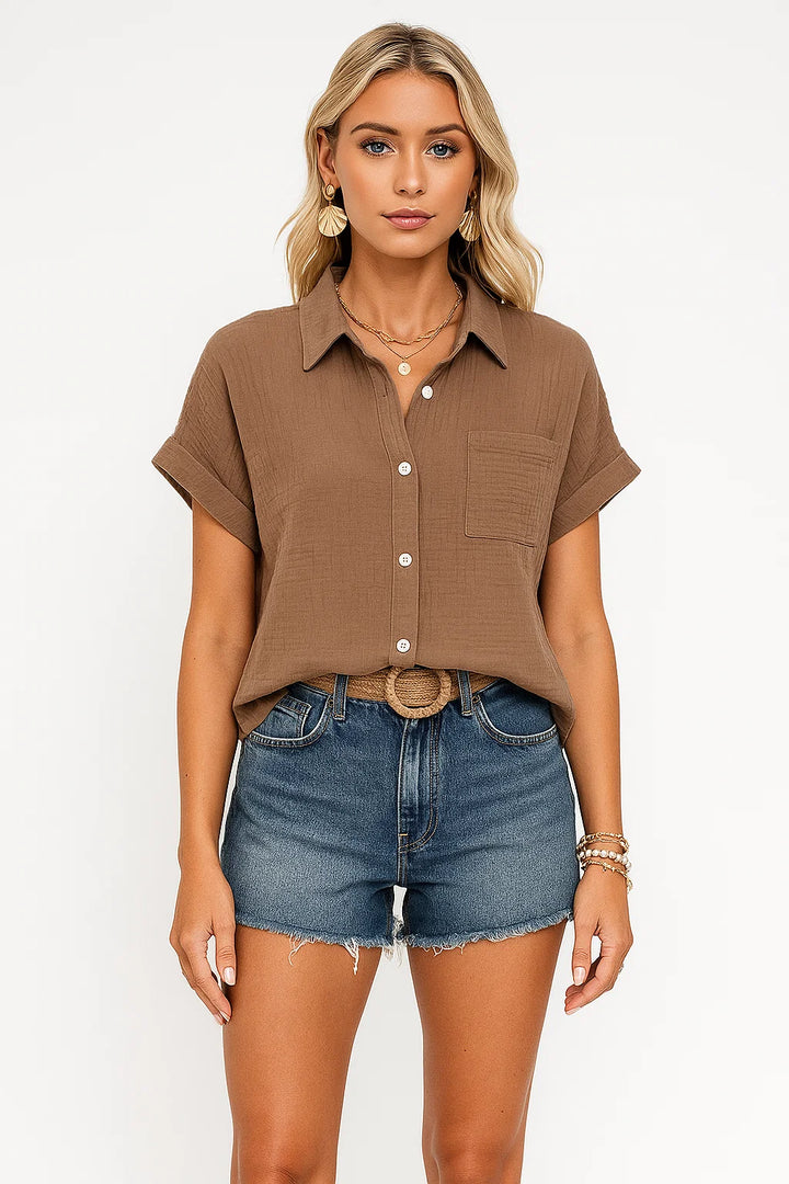 Minimalist Button-Front Shirt with Pocket