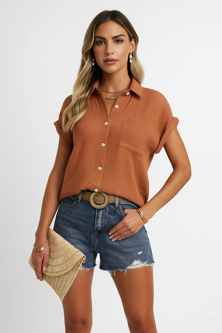 Minimalist Button-Front Shirt with Pocket