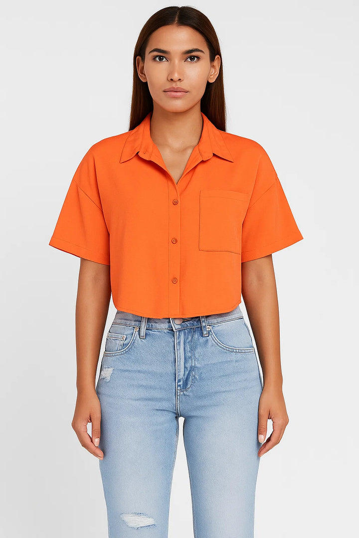 Women's Minimalist Short Sleeve Shirt – Solid Everyday Top