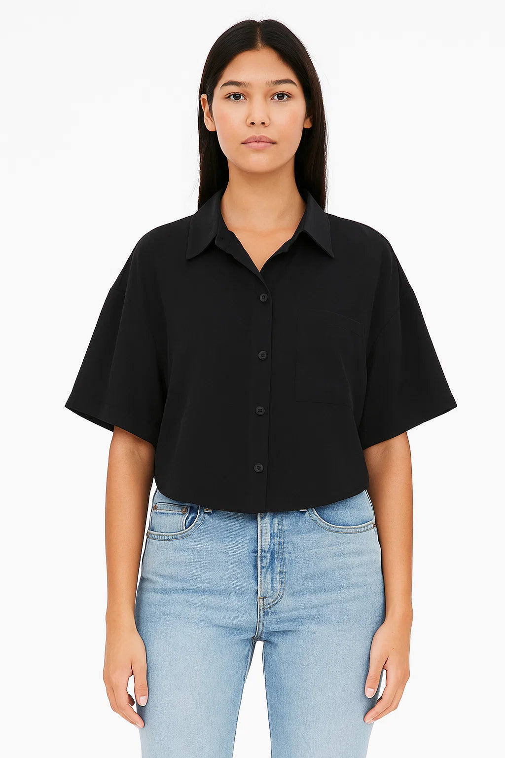 Women's Minimalist Short Sleeve Shirt – Solid Everyday Top