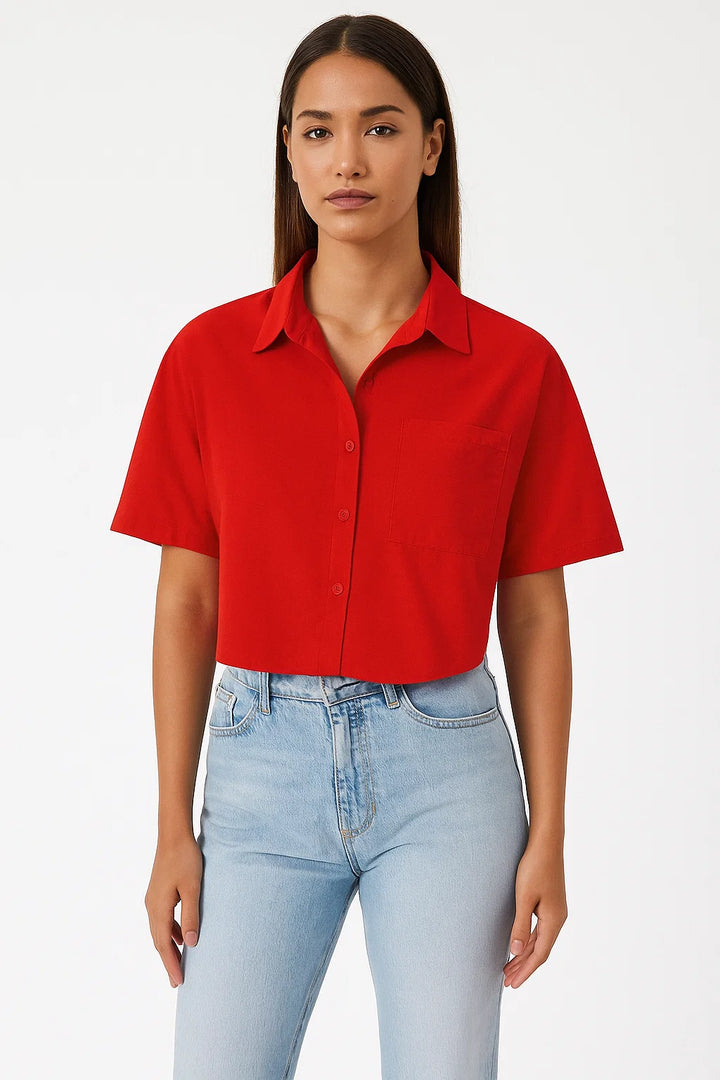 Women's Minimalist Short Sleeve Shirt – Solid Everyday Top